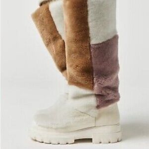 Free People Happy Thoughts Genuine Shearling Knee High Boots